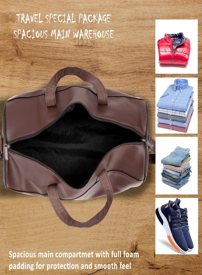 Hard Craft Vegan Leather Stylish & Spacious Duffel Bags Cabin Size Travel Sports Gym Shoulder Hand Duffle Bags for Men and Women Weekender Overnight Travel Luggage - Image 5